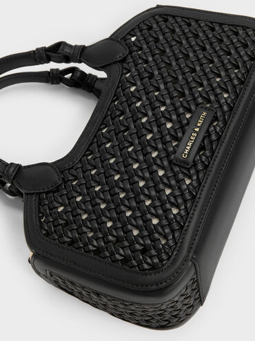 Azure Woven Tote Bag, Black, hi-res