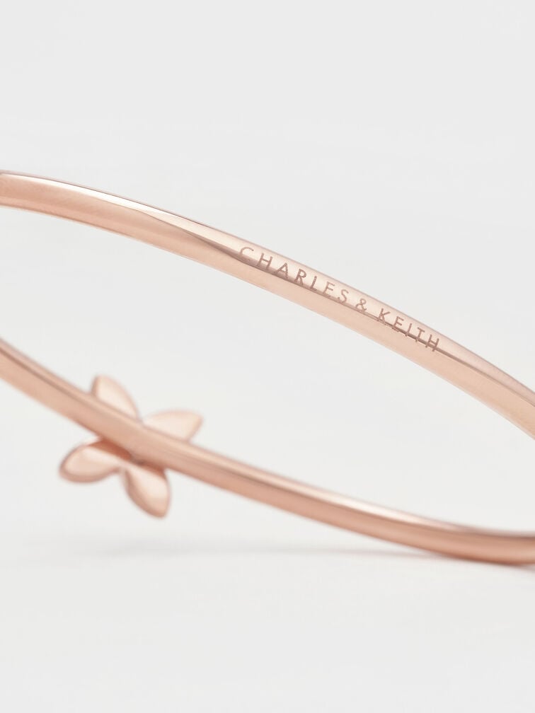 Felicity Flower-Motif Crystal Bangle, Rose Gold, hi-res