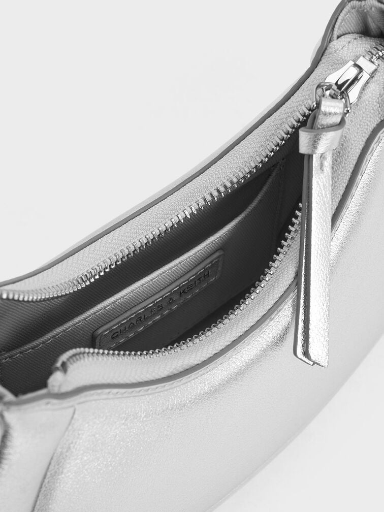 Petra Curved Shoulder Bag, Silver Petra Curved Shoulder Bag, Silver, hi-res