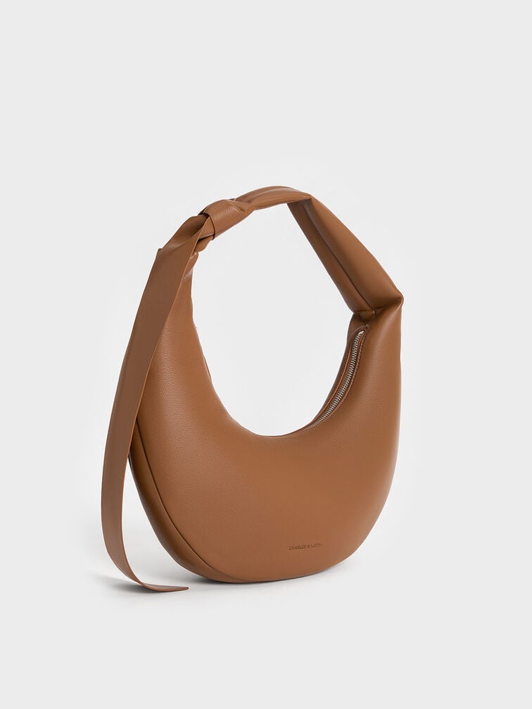 Mini Toni Knotted Crescent Hobo Bag, Chocolate, hi-res