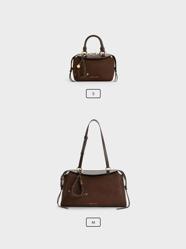 Haylen Braided-Charm Shoulder Bag, Espresso Brown, hi-res