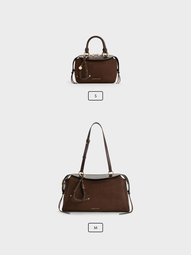 Haylen Braided-Charm Tote Bag, Espresso Brown, hi-res