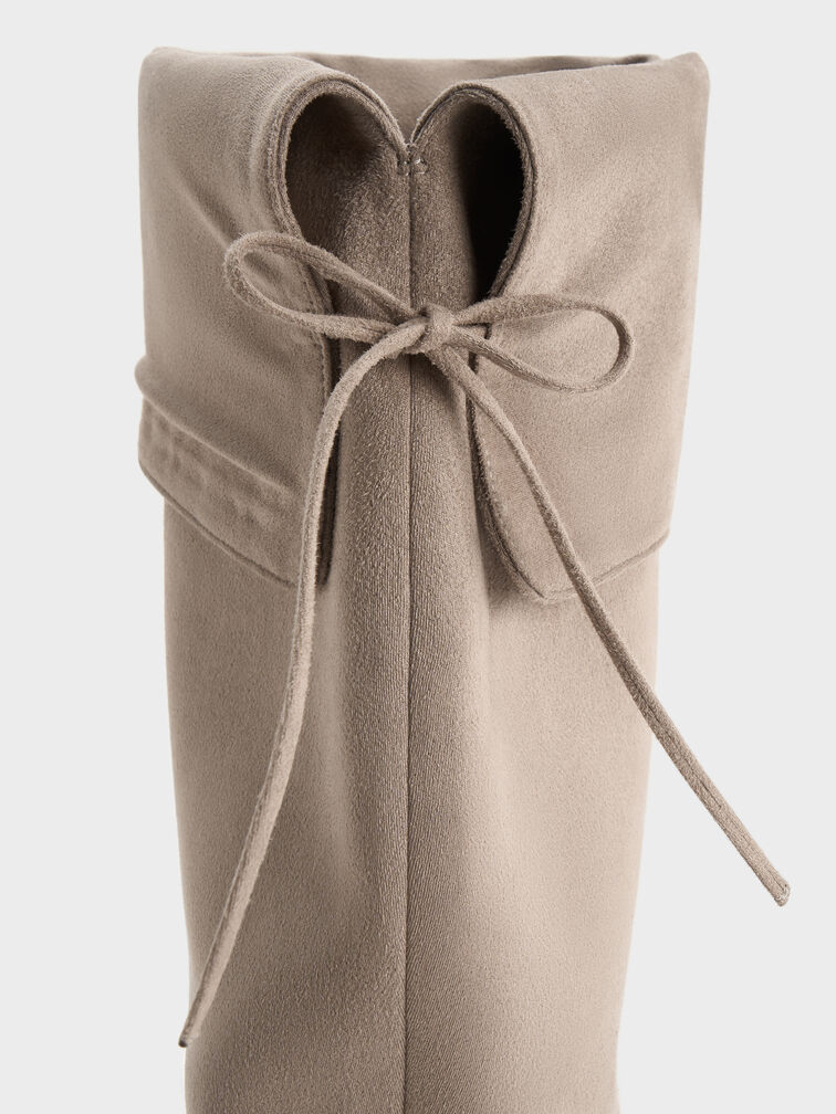 Louisa Faux Suede Fold-Over Thigh-High Boots, Taupe, hi-res