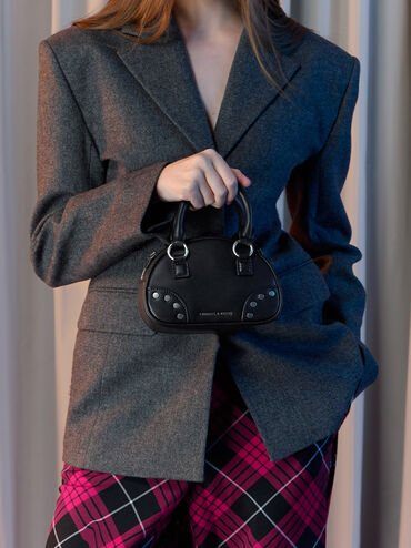 Bobbie Studded Top Handle Bag, Noir, hi-res