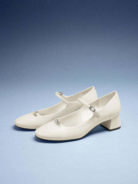 Shila Chain Mary Jane Pumps, Chalk, hi-res
