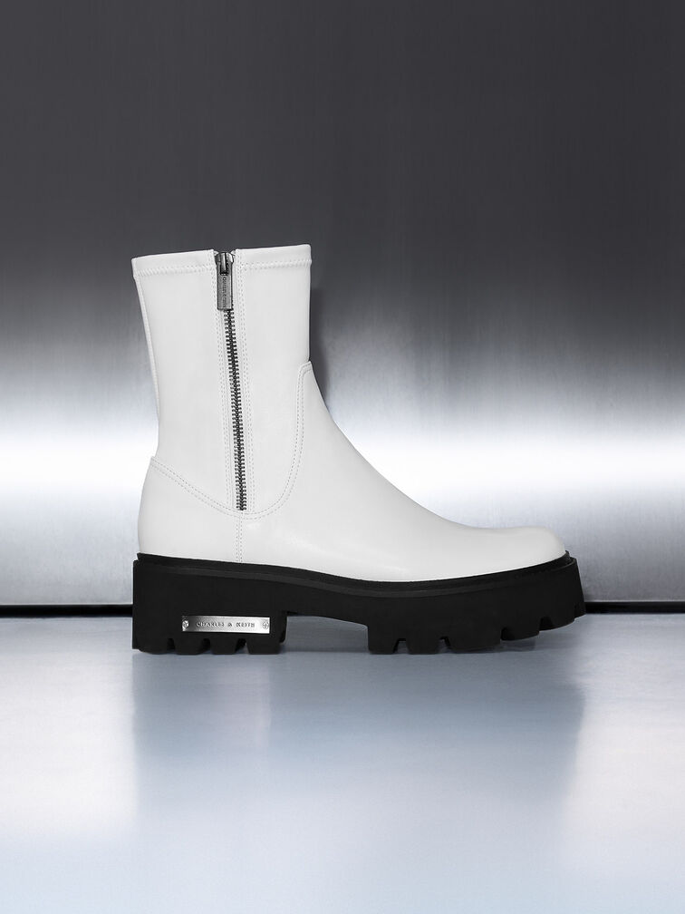 Imogen Side-Zip Ankle Boots, White, hi-res