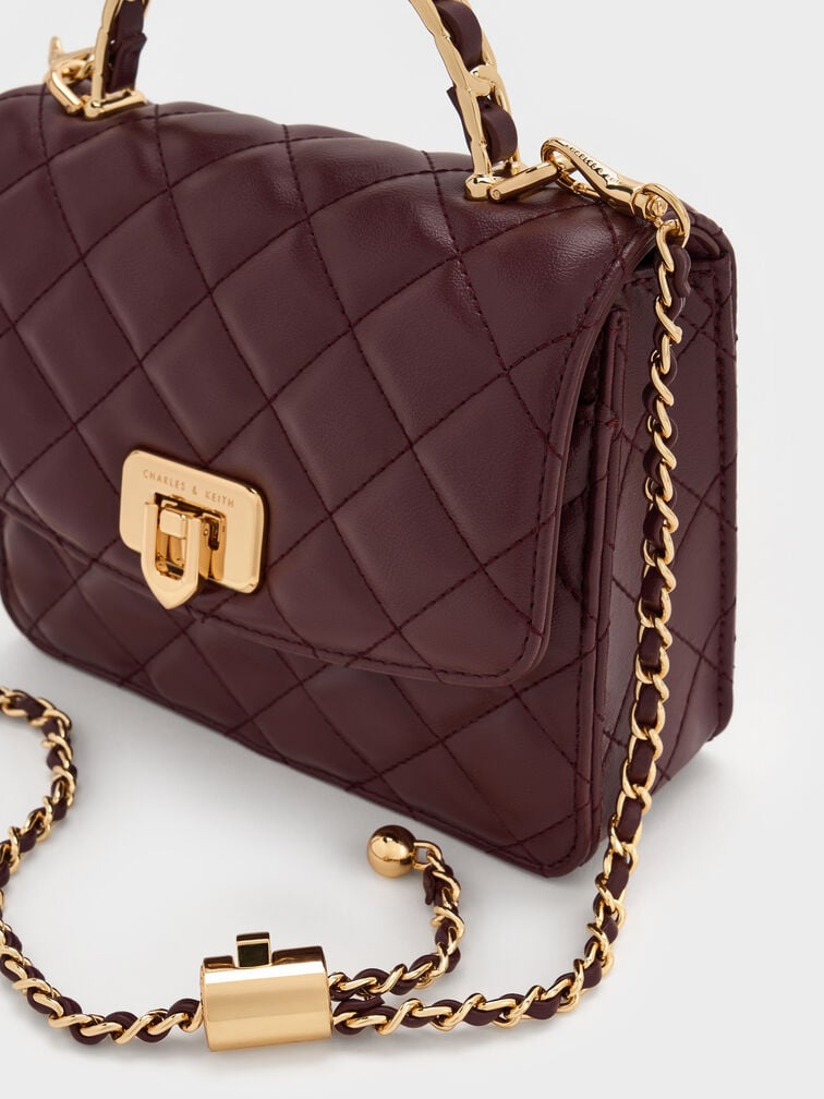 Cressida Quilted Top Handle Bag, Wineberry Red, hi-res