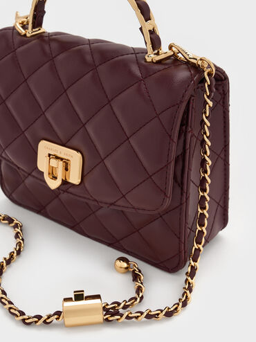 Cressida Quilted Top Handle Bag, Wineberry Red, hi-res