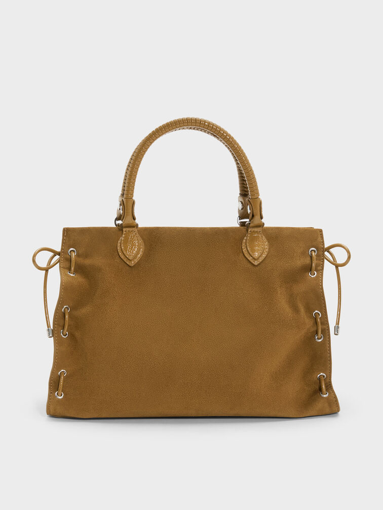 Large Nylah Grommet Lace-Up Tote Bag, Sahara Sand, hi-res