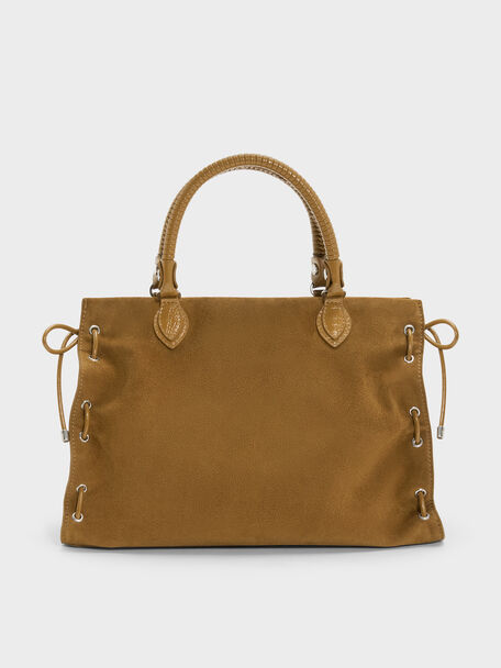 Large Nylah Grommet Lace-Up Tote Bag, Sahara Sand, hi-res