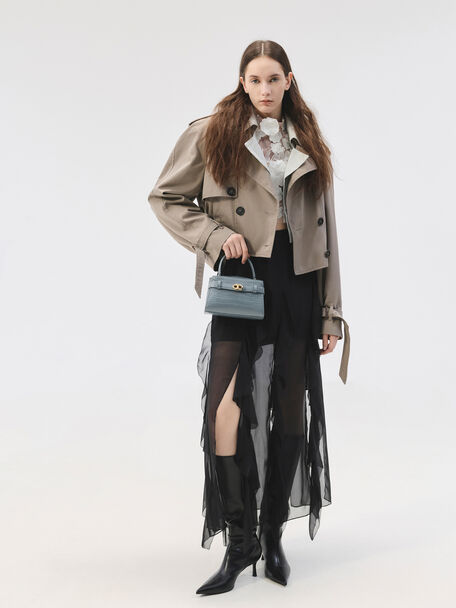 Aubrielle Croc-Effect Belted Top Handle Bag, Smoky Blue, hi-res