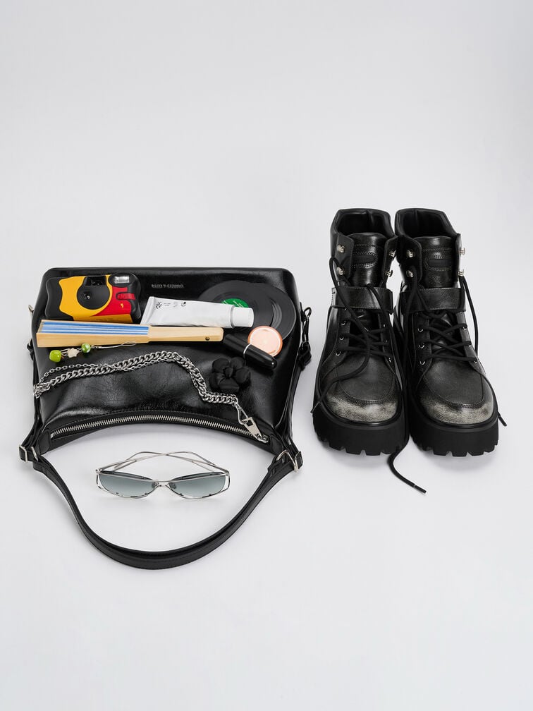 Atwood Chain Hobo Bag, Noir, hi-res