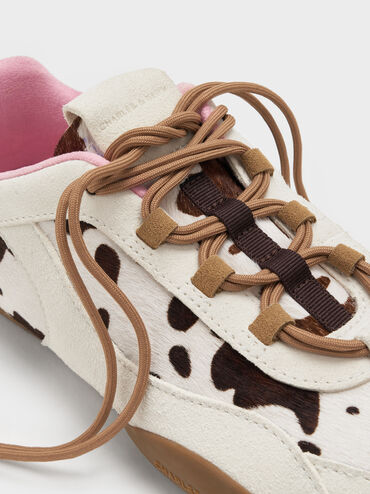Calf Hair & Suede Cow-Print Top-Flap Sneakers, Multi, hi-res
