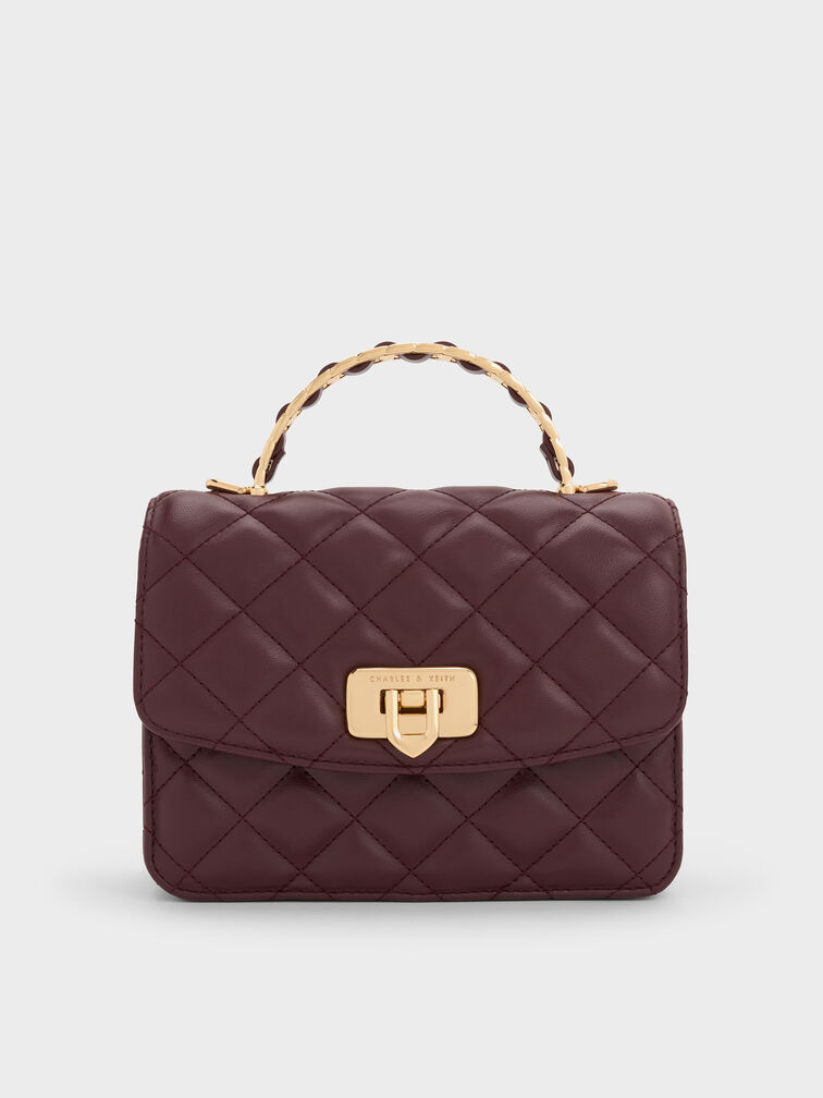 Cressida Quilted Top Handle Bag, Wineberry Red, hi-res