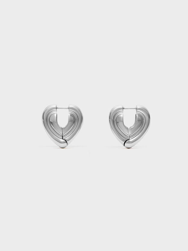Annalise Huggie Earrings, Silver, hi-res