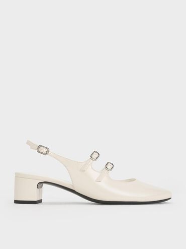 Clementine Double-Strap Slingback Mary Jane Pumps, Chalk, hi-res