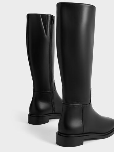 Side-Zip Knee-High Riding Boots, Black, hi-res