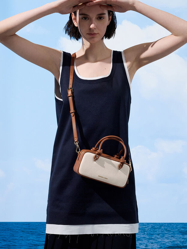 Sammie Canvas Knotted-Handle Boxy Bag, Taupe Canvas, hi-res