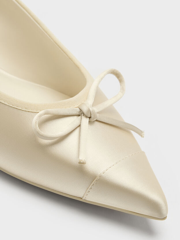 Briella Satin Cap-Toe Flats, Cream, hi-res