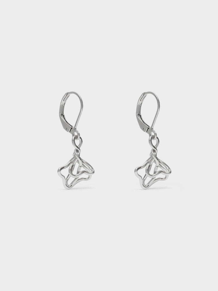 Fernley Flower Drop Earrings, Silver, hi-res