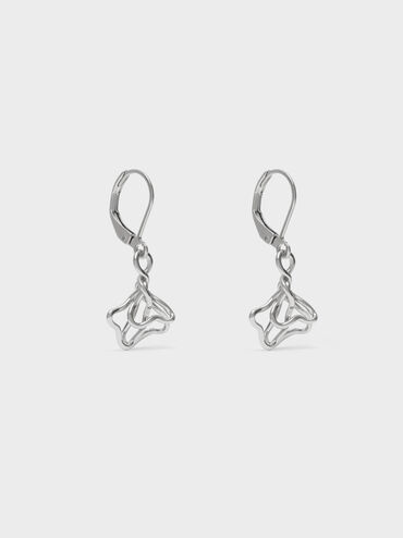 Fernley Flower Drop Earrings, Silver, hi-res