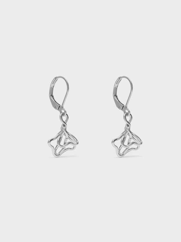 Fernley Flower Drop Earrings, Silver, hi-res