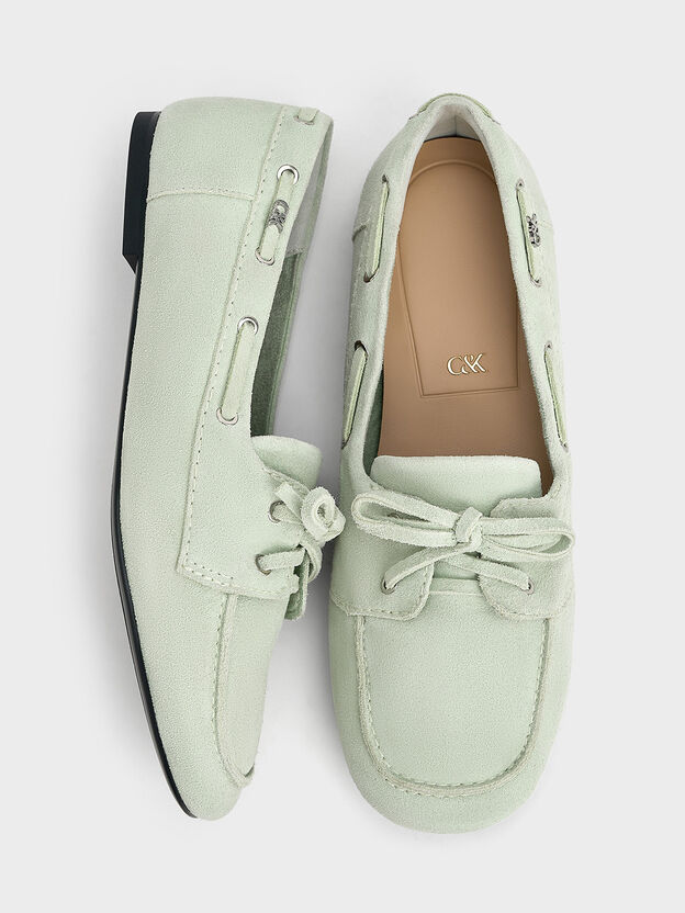 Kori Suede Boat Shoes, Mint Green, hi-res