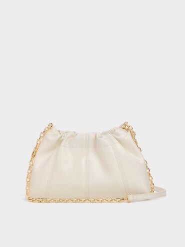 Ciara Ruched Crossbody Bag, Cream, hi-res