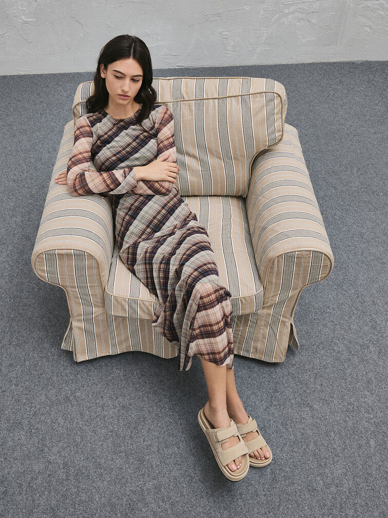 Kori Suede Slide Sandals, Beige, hi-res