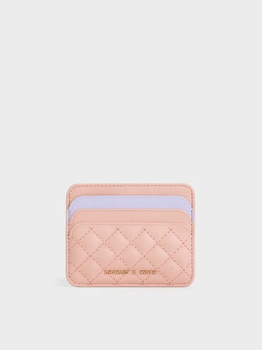 Cleo Two-Tone Quilted Card Holder, Pink, hi-res
