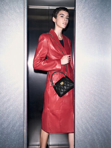 Arwen Quilted Braided-Strap Top Handle Bag, Black, hi-res