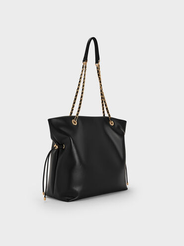 Arya Braided-Strap Double-Handle Tote Bag, Black, hi-res