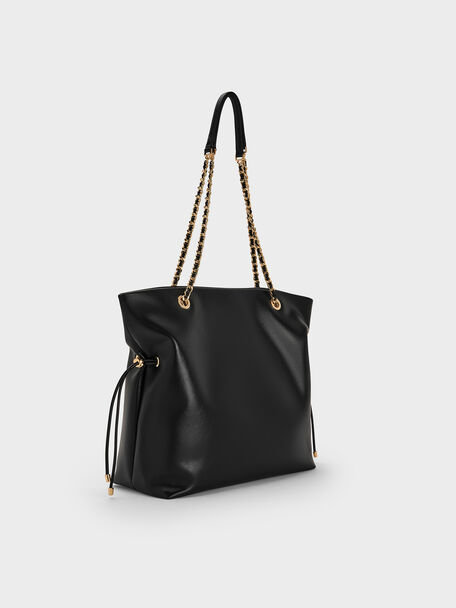 Arya Braided-Strap Double-Handle Tote Bag, Black, hi-res