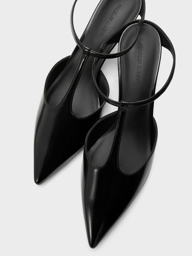 T-Bar Kitten-Heel Mules, Black Box, hi-res
