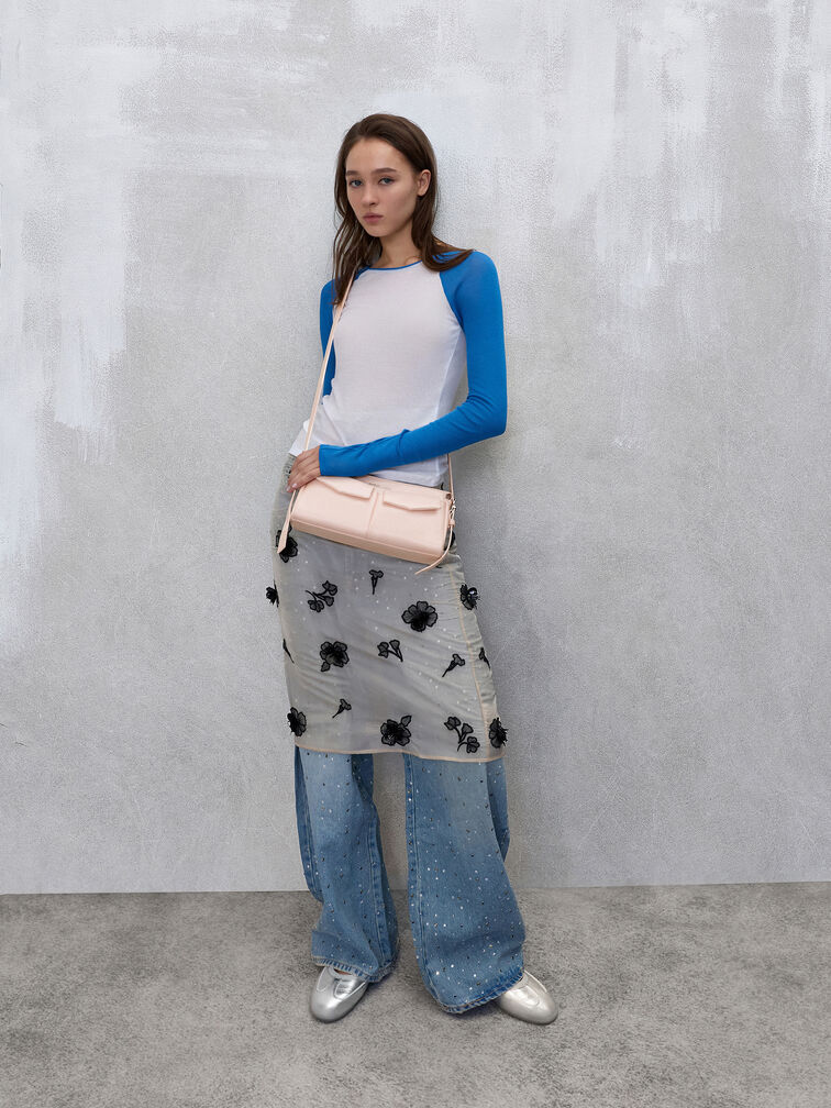 Rachel Front-Pocket Chain Shoulder Bag, Soft Pink, hi-res