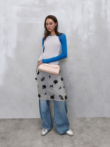 Rachel Front-Pocket Chain Shoulder Bag, Soft Pink, hi-res