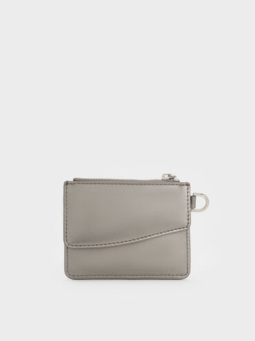 Agatha Chain-Accent Wristlet Card Holder, Pewter, hi-res