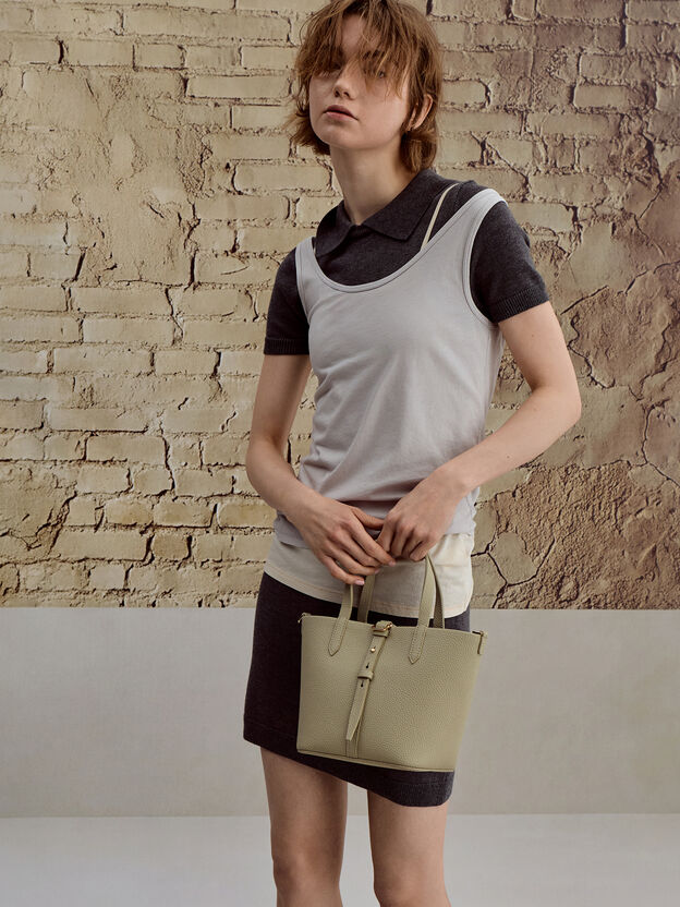 Beryl Belted Bucket Bag, Pale Olive, hi-res