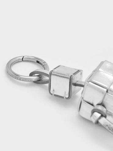 Ivette Woven Robot Bag Charm, Silver, hi-res