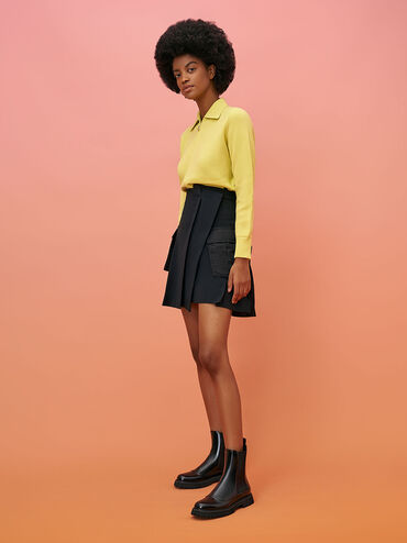 Ridged-Sole Chelsea Boots, Black, hi-res