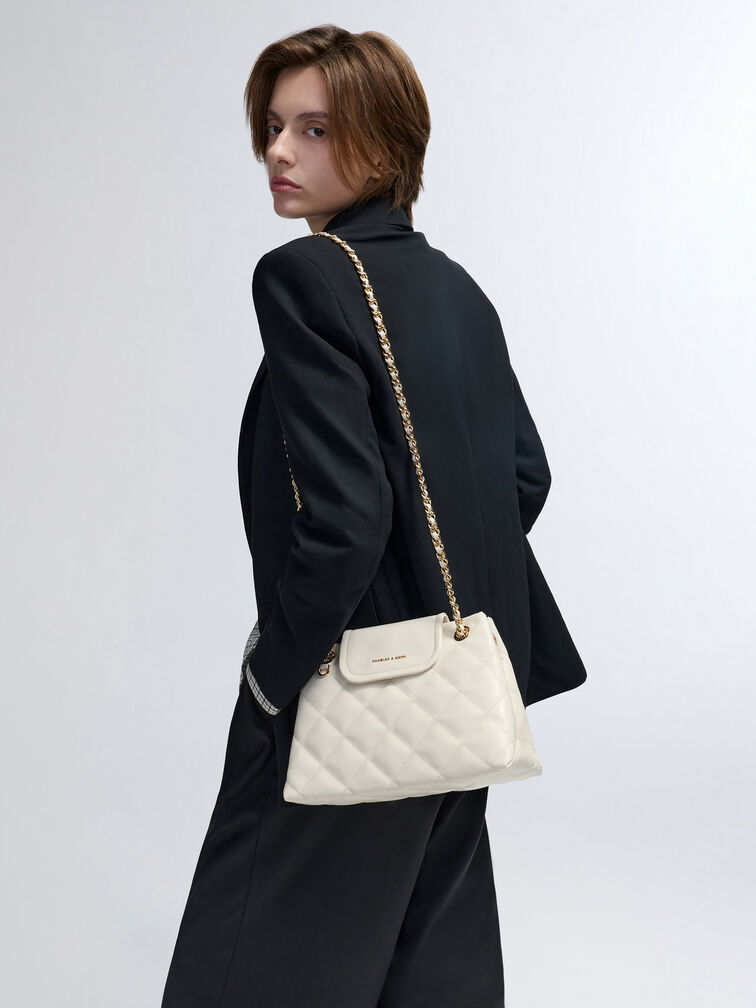 Apfra Quilted Shoulder Bag, Cream, hi-res