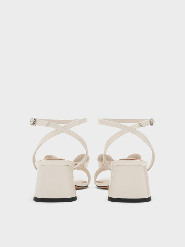 Lu Patent Leather Bow Heeled Sandals, Chalk, hi-res