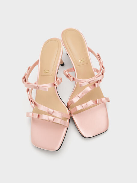 Jessy Bow Heeled Sandals, Pink, hi-res