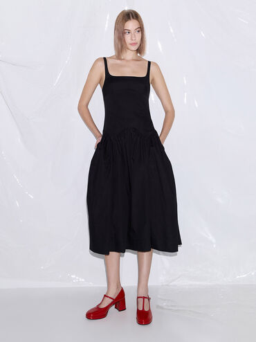 Crystal-Buckle T-Bar Mary Jane Pumps, Red, hi-res