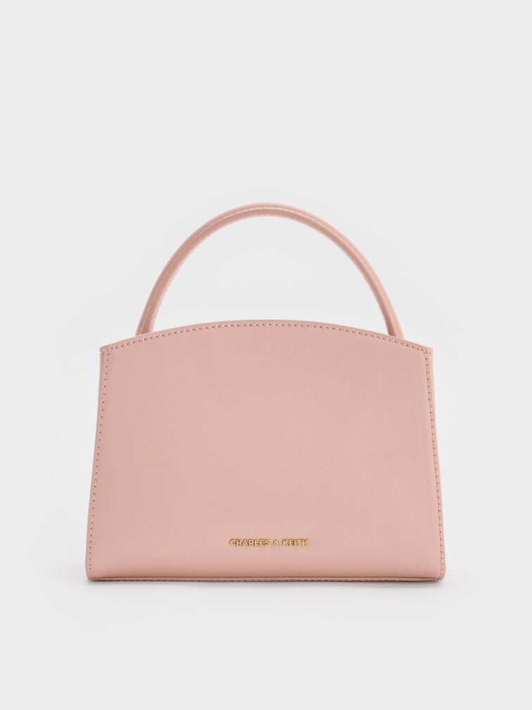 Aubrielle Checkered BeltedTop Handle Bag, Light Pink, hi-res