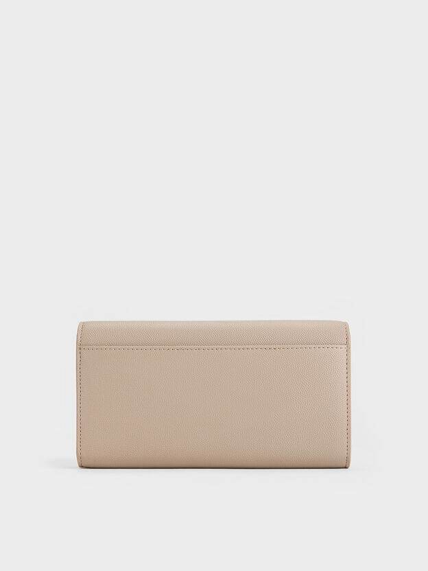 Briony Curved-Flap Long Wallet, Taupe, hi-res