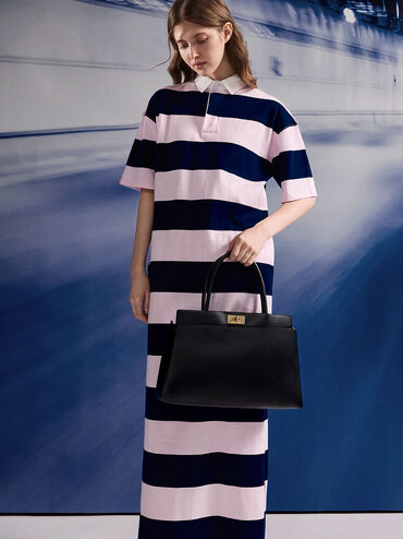 Lennie Top Handle Satchel Bag, Black, hi-res