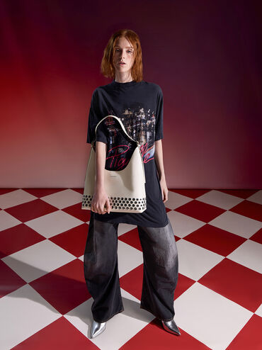 Liv Grommet Hobo Bag, Cream, hi-res