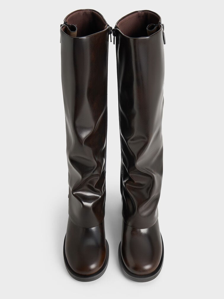 Louise Side-Zip Knee-High Boots, Dark Brown, hi-res