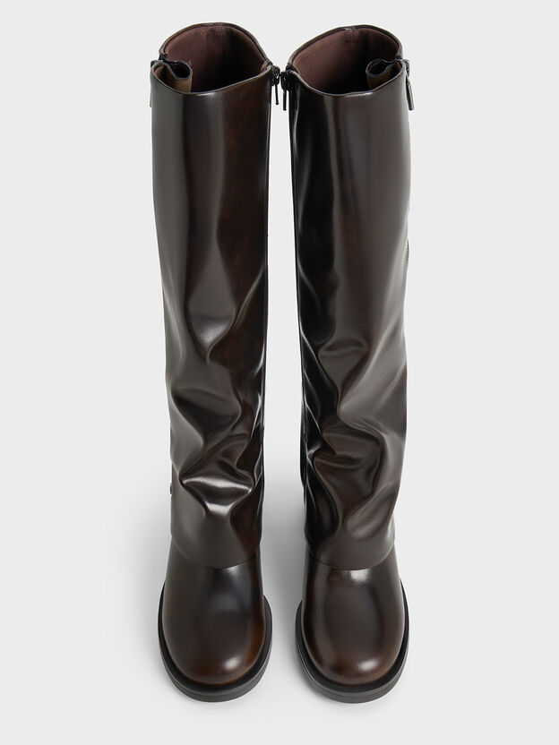 Louise Side-Zip Knee-High Boots, Dark Brown, hi-res